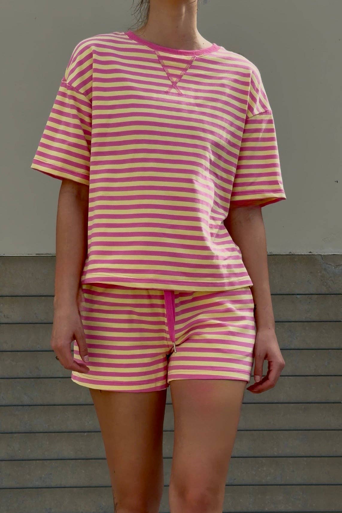 Rosanna Pink & Yellow Striped Short Set