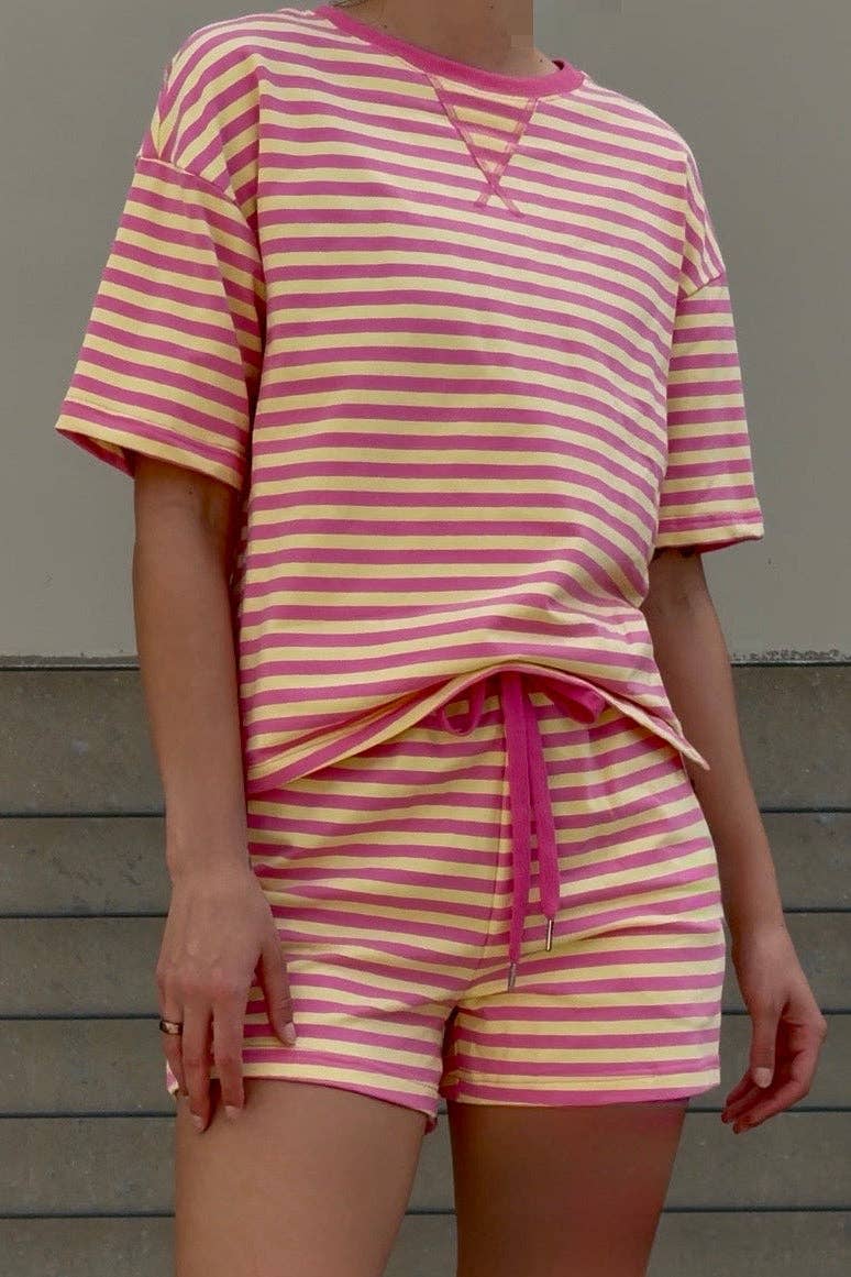 Rosanna Pink & Yellow Striped Short Set