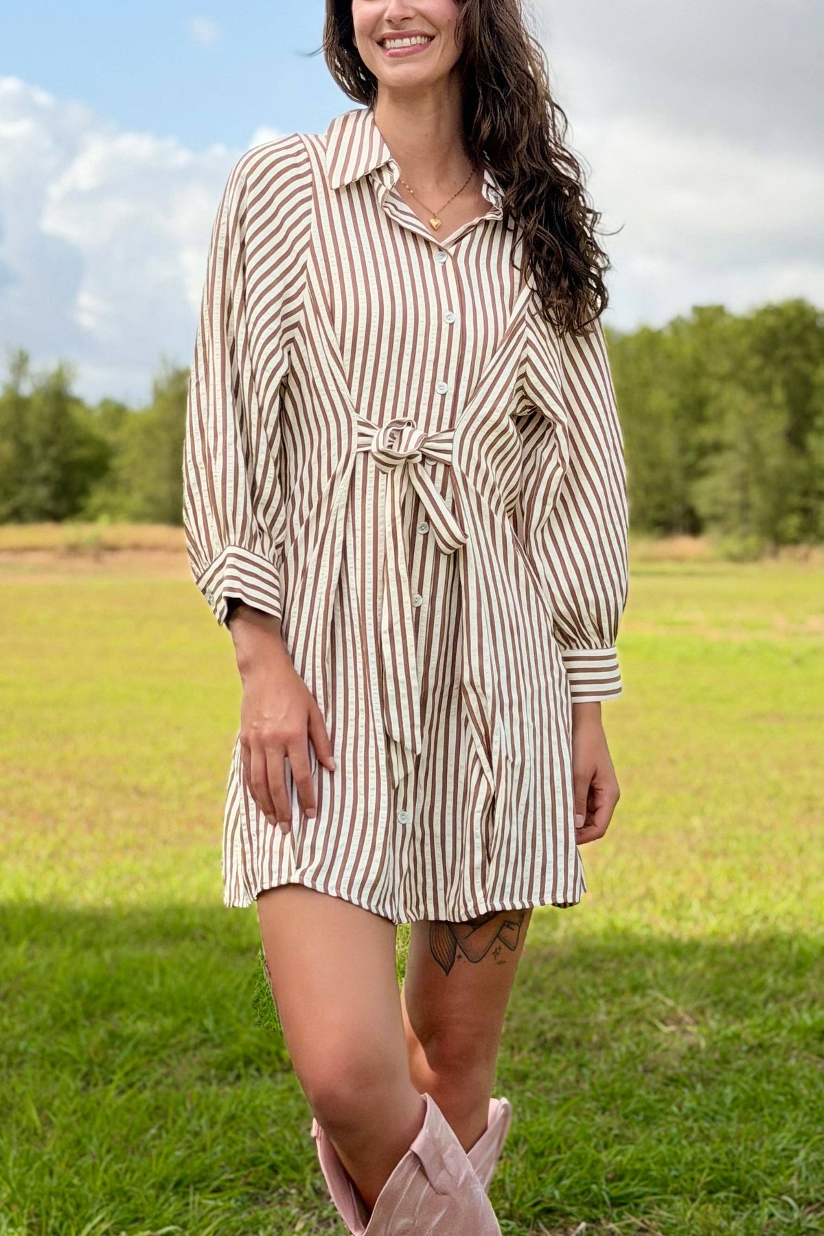 Loretta Striped Button Down Dress