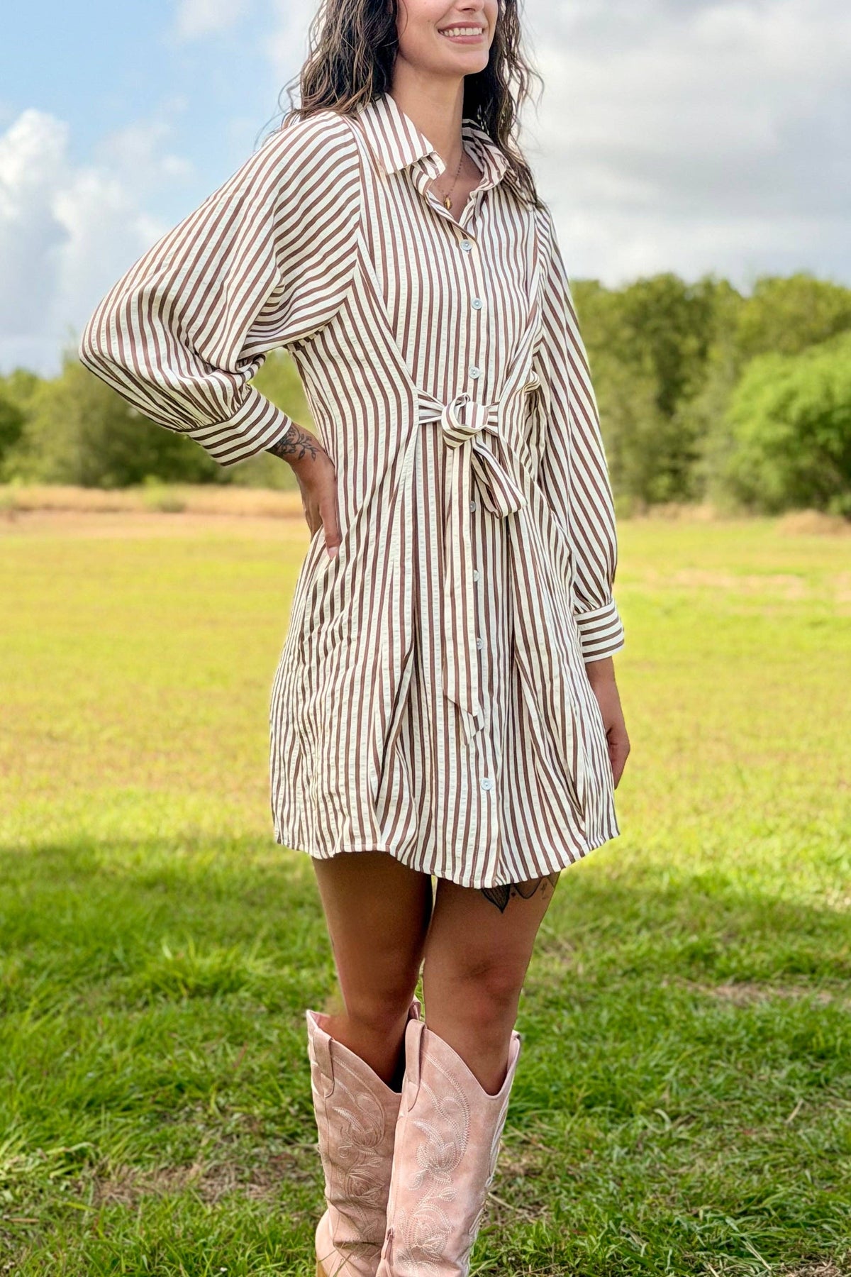 Loretta Striped Button Down Dress