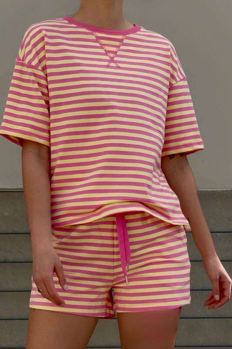 Rosanna Pink & Yellow Striped Short Set